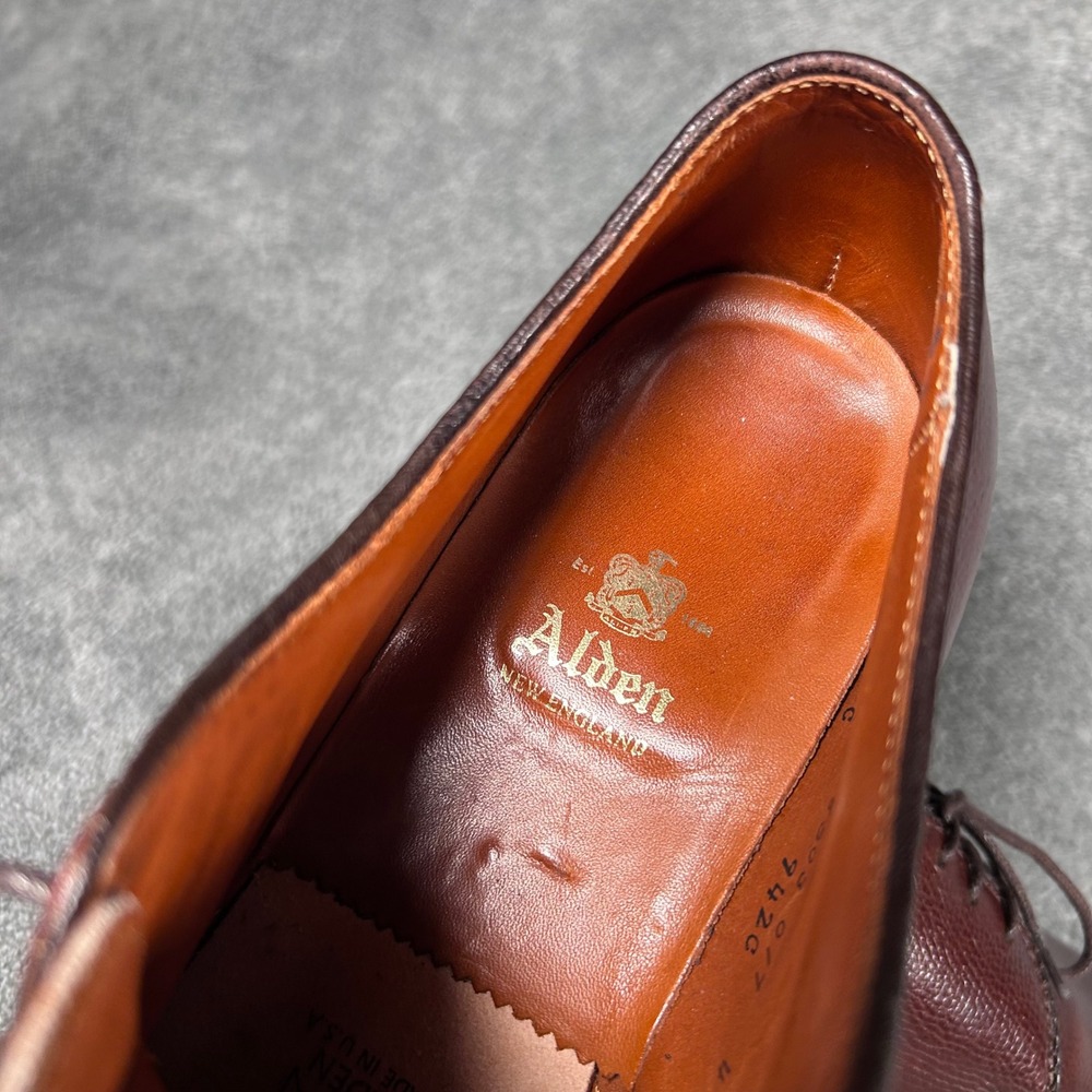 Alden 942C Dutton 3 Eyelet Blucher Brown Alpine Grain Made USA Mens 9.5 A/C - Picture 13 of 15